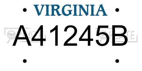 A41245B Virginia License Plate