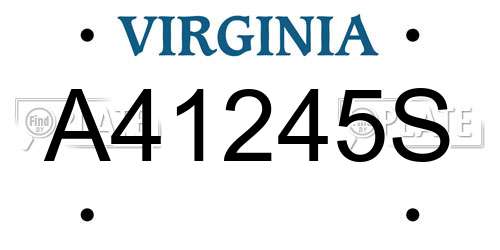 A41245S Virginia License Plate