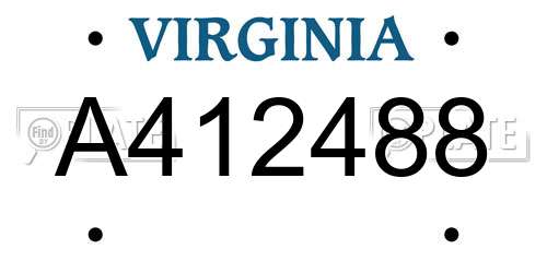 A412488 Virginia License Plate