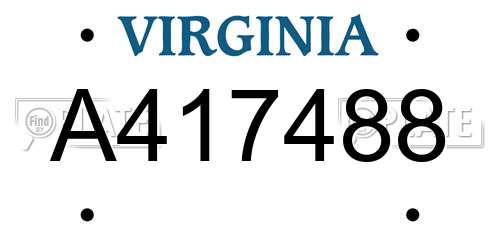 A417488 Virginia License Plate