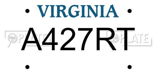 A427RT Virginia License Plate