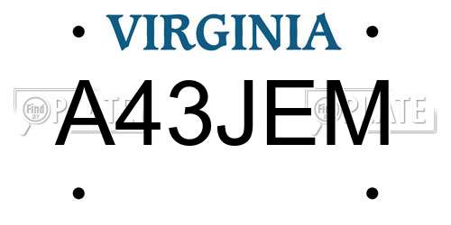 A43JEM Virginia License Plate