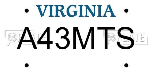 A43MTS Virginia License Plate