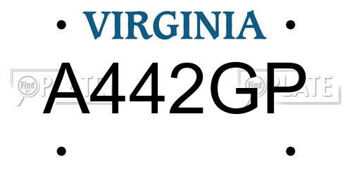 A442GP Virginia License Plate