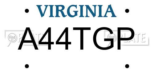 A44TGP Virginia License Plate