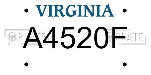A4520F Virginia License Plate