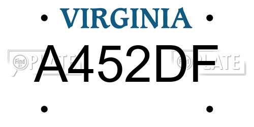 A452DF Virginia License Plate