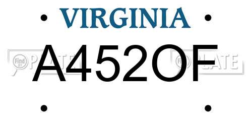 A452OF Virginia License Plate