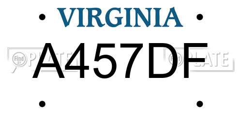 A457DF Virginia License Plate