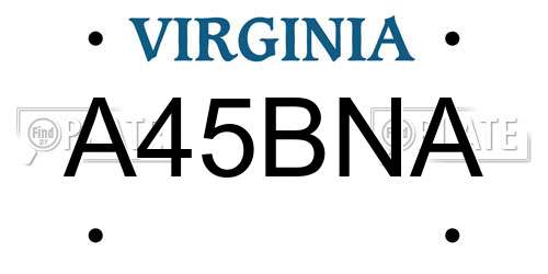 A45BNA Virginia License Plate