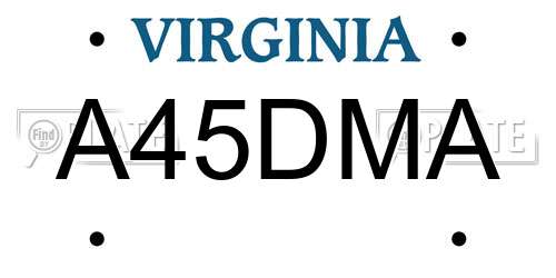 A45DMA Virginia License Plate