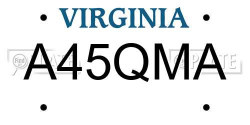 A45QMA Virginia License Plate