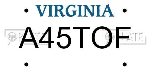 A45TOF Virginia License Plate