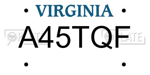 A45TQF Virginia License Plate