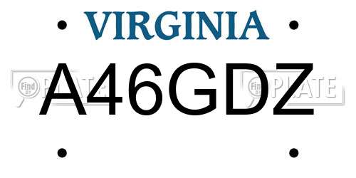 A46GDZ Virginia License Plate