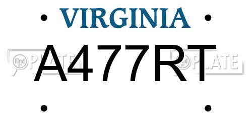 A477RT Virginia License Plate
