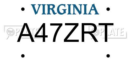 A47ZRT Virginia License Plate