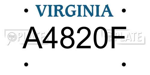 A4820F Virginia License Plate