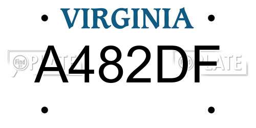 A482DF Virginia License Plate