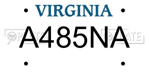 A485NA Virginia License Plate