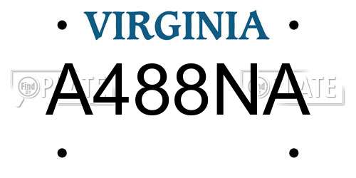 A488NA Virginia License Plate