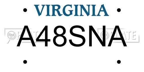 A48SNA Virginia License Plate