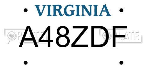 A48ZDF Virginia License Plate