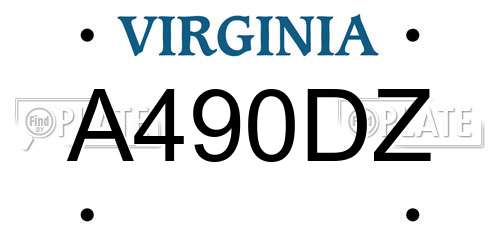 A490DZ Virginia License Plate