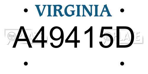 A49415D Virginia License Plate