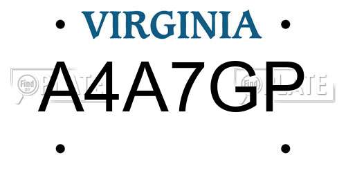 A4A7GP Virginia License Plate