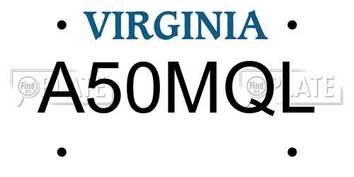 A50MQL Virginia License Plate