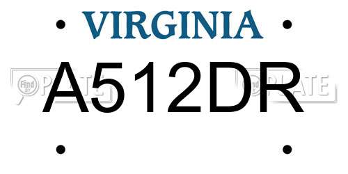 A512DR Virginia License Plate