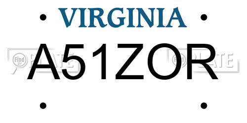 A51ZOR Virginia License Plate