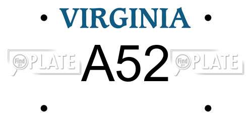 A52 Virginia License Plate