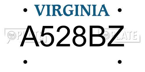 A528BZ Virginia License Plate