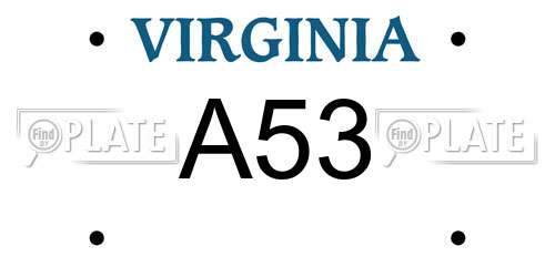 A53 Virginia License Plate