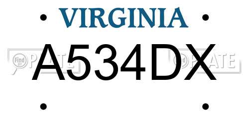 A534DX Virginia License Plate