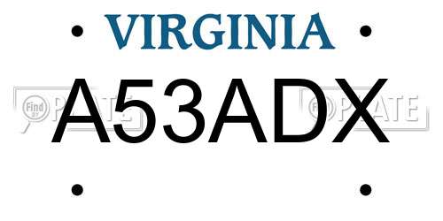 A53ADX Virginia License Plate