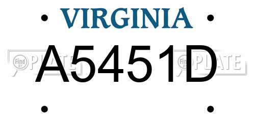 A5451D Virginia License Plate