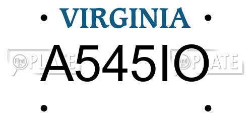 A545IO Virginia License Plate
