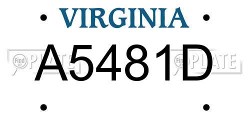 A5481D Virginia License Plate