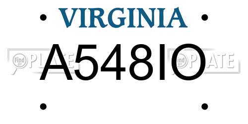 A548IO Virginia License Plate