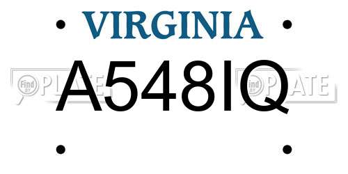 A548IQ Virginia License Plate