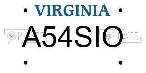 A54SIO Virginia License Plate
