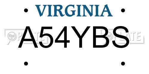 A54YBS Virginia License Plate