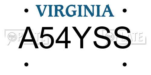 A54YSS Virginia License Plate