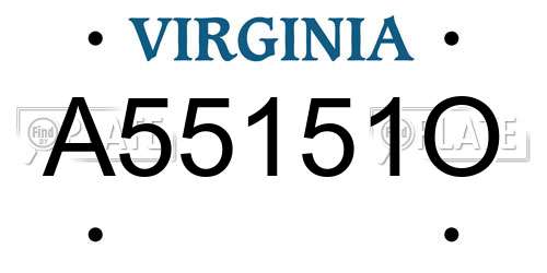 A55151O Virginia License Plate