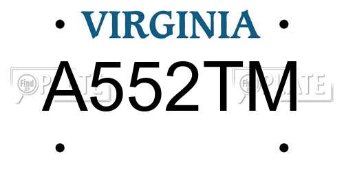 A552TM Virginia License Plate