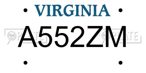 A552ZM Virginia License Plate