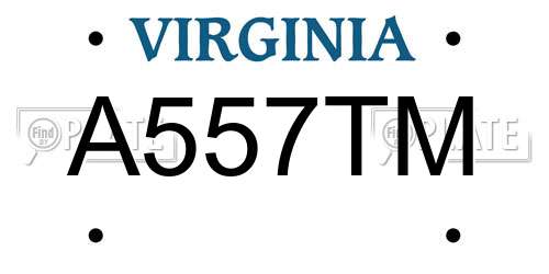 A557TM Virginia License Plate